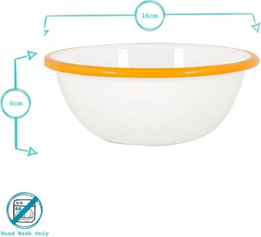 Аргонові посудні миски з білою емаллю - 16 см - жовті - упаковка з 12 шт.