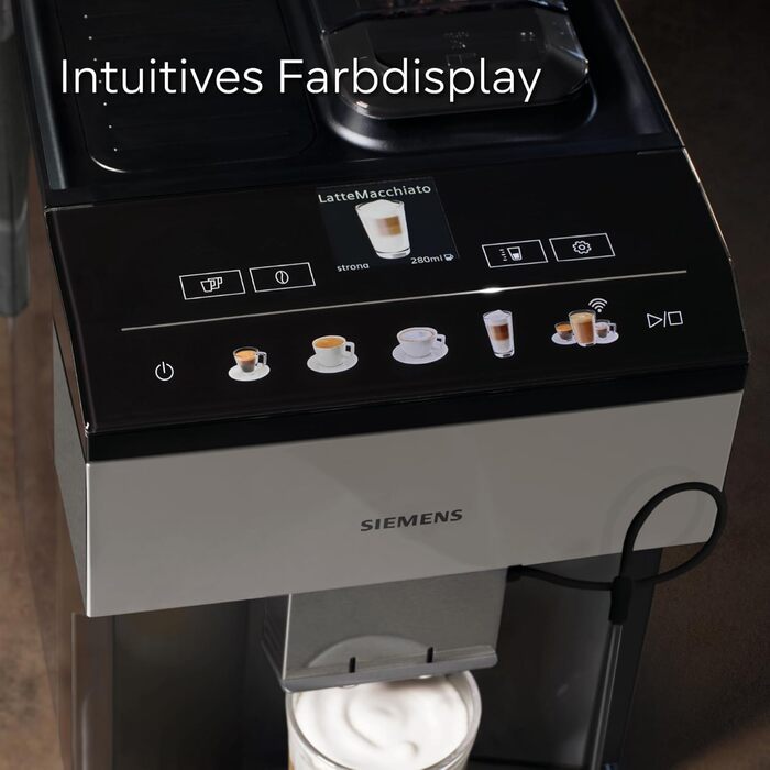 Повністю автоматична кавоварка Siemens EQ500 classic TP516DX3, управління додатком, багато кавових делікатесів, піноутворювач, функція подвійної чашки, автоматична. Очищення парою, 1500 Вт, нержавіюча сталь/рояльний лак чорний Система молочних шлангів чор
