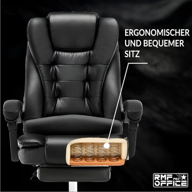 Ергономічне професійне офісне крісло RMF, розкладне, зручне та розслаблююче робоче крісло з підставкою для ніг розкладне крісло з поворотними колесами, регульована висота, чорне