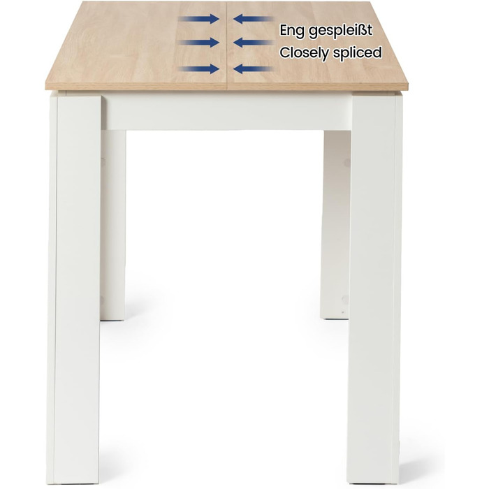 Обідній стіл, дерев&39яний обідній стіл для кухні, мінімалістичний дизайн, обідній стіл на 4 персони, 120x70x75см, дуб та білий, ніжка столу 120x70см дубово-біла