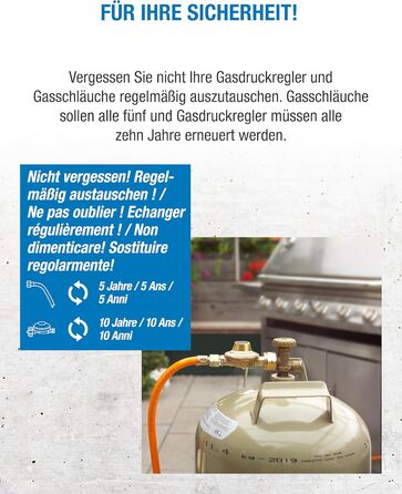 Двоконфорочна газова плита CFH Capri ZK 421 кемпінгова газова плита з регулятором тиску газу 50 мбар та газовим шлангом 80 см, потужність 3,8 кВт, витрата 277 г/год, знімна кришка та хромована решітка, зроблено в Європі