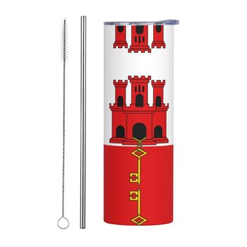 Кухоль з прямою трубочкою, дизайн Прапор Гібралтару, дорожній кухоль з принтом, підходить для кемпінгу, офісу та дому, 590 мл