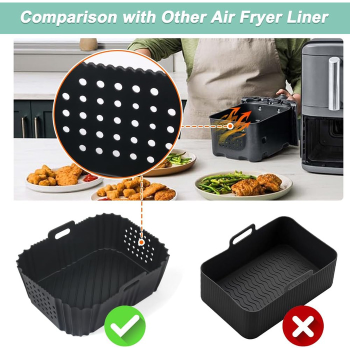 Аксесуари для фритюрниці GINOYA 2 шт. для фритюрниці Ninja Double Stack XL, силіконова форма для фритюрниці Foodi Max SL400EU SL400EUCP AF400EU AF451EU 9.5 л