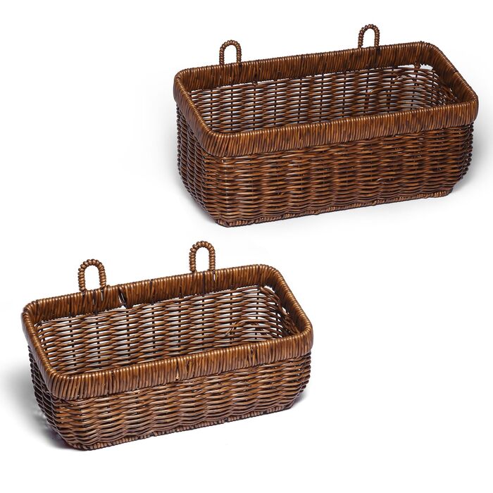 Підвісні кошики для кухні, настінні кошики для зберігання, декоративні кошики для квітів у ретро-стилі, кошики для фруктів, організація зберігання овочів, контейнери для зберігання без кришок (коричневі - великі) коричневі 2 шт. (великі), 2