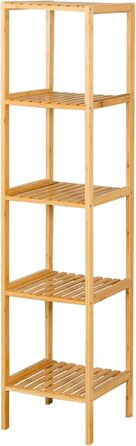 Бамбукова полиця Floordirekt, вузька окремостояча полиця для ванної кімнати, спальні, вітальні, дерев&39яна полиця з 3/5 полицями, розмір полиці 34 x 33 x 146 см (Lowa) (5 полиць)