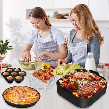 Аксесуари для фритюрниці з силіконовою формою NATNAV 21 см, аксесуари для фритюрниці Силіконовий горщик Багаторазова фритюрниця Силіконова каструля для Philip XL 6.2 л, COSORI 5.5 л/4.7 л, Cecotec 6 л, аксесуари для фритюрниці 6 шт.