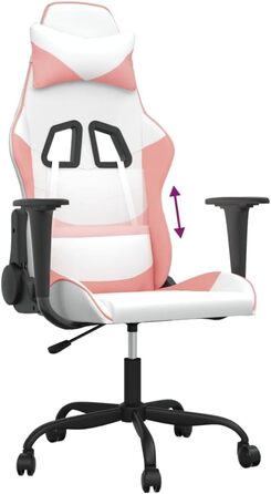 Геймерське крісло, біла та рожева штучна шкіра, матеріал метал