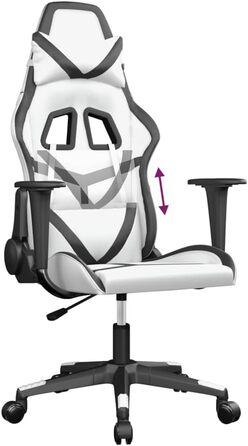 Ігрове крісло, біла та чорна штучна шкіра, офісне крісло, ігрове крісло, обертове крісло, стілець для столу - 3143674