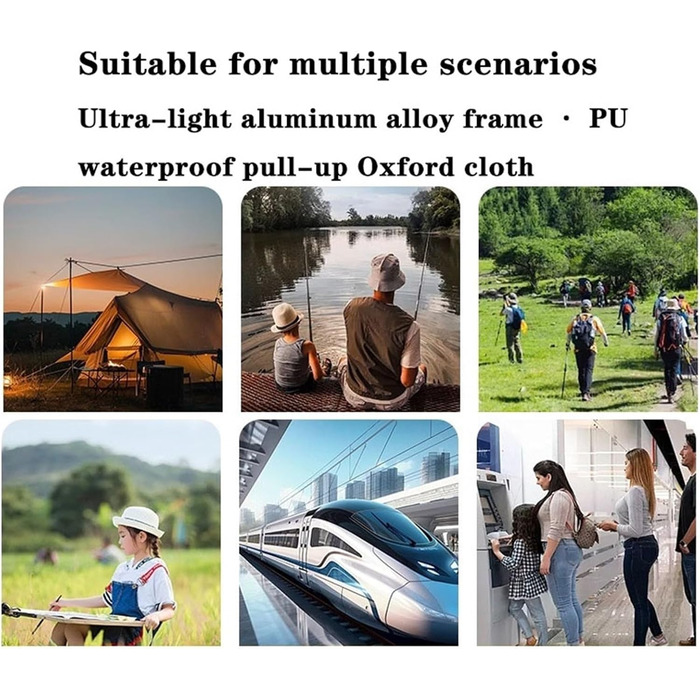 Портативний стілець для альпінізму та походів, складний стілець-рюкзак, маленький складний стілець, витримує до 150 кг, вуличний складний стілець із блискавкою для подорожей, кемпінгу, риболовлі (чорний, L) Великий чорний