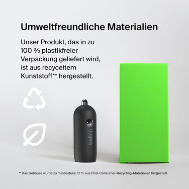 Автомобільний зарядний пристрій Belkin BoostCharge 30 Вт, USB-прикурювач, компактна модель з портом живлення USB-C, сумісний з iPh