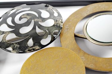 Металевий фотошпалери Kobolo настінне оздоблення металевий малюнок - з кільцями, колами та дзеркалами - 90x31 см