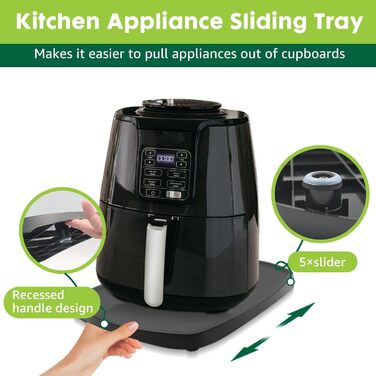 Розсувна дошка для кавоварки та кухонного комбайна - аксесуари для швидкопереміщеної рухомої дошки, сумісні з більшістю кухонних приладів, Keurig K-Mini, Ninja, маленька фритюрниця Потовщений матеріал (чорний матовий)