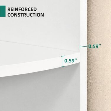 Біла 5-ярусна кутова книжкова полиця 30x30x180 см, Дерев&39яні книжкові полиці, Відкрите місце для зберігання, Книжкові полиці для вітальні, домашнього офісу, Окремостояча кутова полиця Біла* 30Г x 30Ш x 180В см