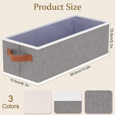 Складаний кошик для зберігання з 3 предметів, кошики для зберігання з ручкою, органайзер для гардеробу, коробки для зберігання для ванних кімнат, шаф та полиць, 38x15,5x13 см, сірий, 3 шт. сірого кольору