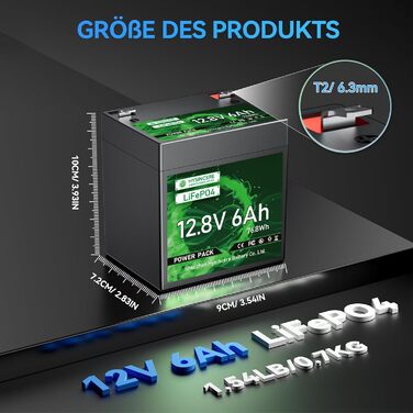 Літій-іонний акумулятор 12V 6Ah LiFePO4 з інтелектуальним захистом 10A BMS, акумулятор з 3000 глибокими циклами зарядки/розрядки для автофургонів, аварійного освітлення, кемпінгу, ехолотів, газонокосарок, сонячних панелей