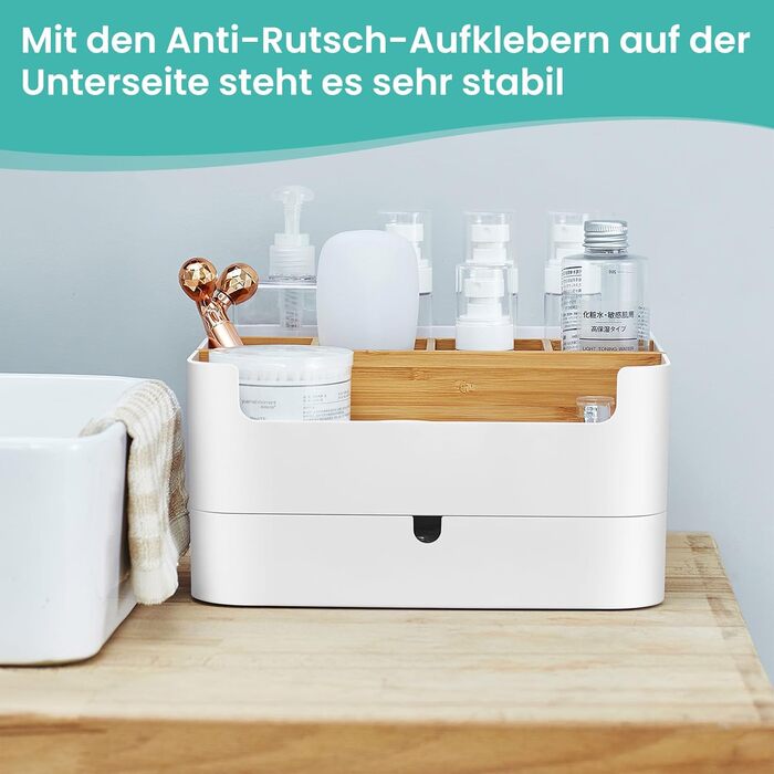 Організатор для косметики, зберігання косметики, контейнер для косметики, високоякісна багатофункціональна бамбукова косметичка з