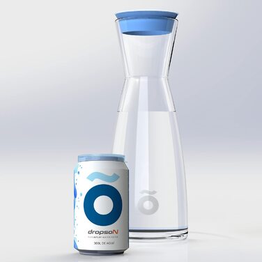 Скляний глечик dropson з фільтром, модель CrystalDrink, 1 л, з синьою кришкою фільтр для води для крану, фільтр-бідон 300 л