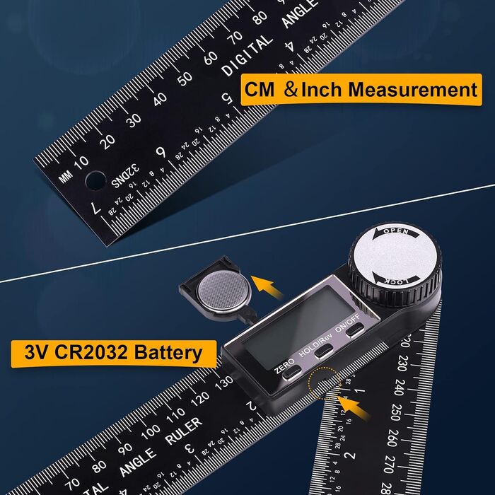 Цифрова кутова лінійка Protractor з РК-дисплеєм Дисплей кута вимірювання кута з нержавіючої сталі для деревообробних майстрів домашньої роботи, вимірювання кута 360, функція утримання 400 мм (стиль 5)