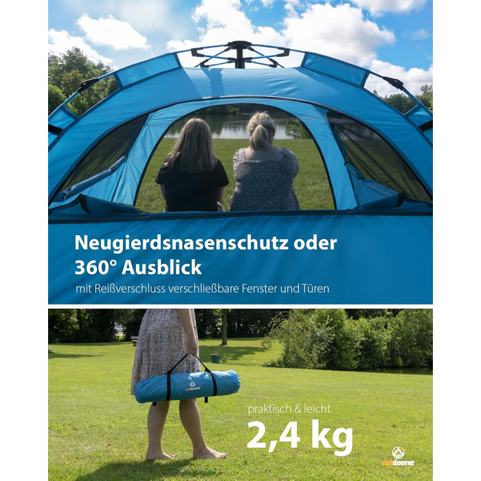 Автоматичний пляжний намет Outdoorer UV 80 SunSnapper Alu Air - надлегкий пляжний намет із захистом від ультрафіолету 80, захистом від комах