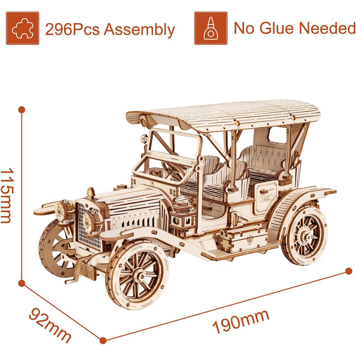 Пазл Вінтажна модель автомобіля з дерева Набір дерев'яних моделей пазлів своїми руками Набори для рукоділля Подарунок для дорослих і підлітків, 3D
