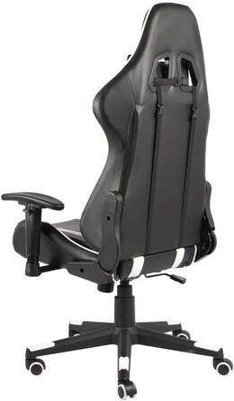 Ергономічне ігрове обертове крісло з високою спинкою та 2 подушками, регульоване по висоті офісне крісло з білого ПВХ, регульована спинка та коліщатка для комфорту, 68 x 69 x 123-133 см, білий колір