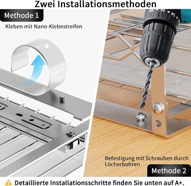 Розсувна підставка для спецій, органайзер для спецій з нержавіючої сталі, 2-рівневий кухонний органайзер з регульованою висотою, система підставок для спецій для кухонних шаф, стояча підставка для спецій для внутрішньої частини шаф, 26,4 см x 23,4 см x 23