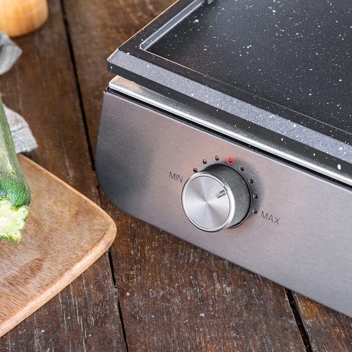 Електричний настільний гриль Cecotec PerfectRoast 3000 Inox 3000 Вт, комбінована поверхня з антипригарним покриттям, регульований термостат, піддон для збору жиру