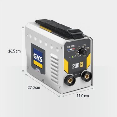 Зварювальний апарат GYS GYSMI 200 A (MMA), 200 А, однофазний, 230 В, Arc Force, Anti-stick, Hot Start, з електродовутримувачем та кабелем заземлення
