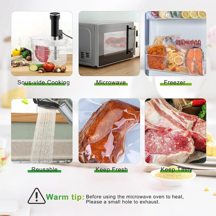 Тринтіонні вакуумні пакети, 200 пакетів 20x30 см вакуумні пакети для всіх вакуумних упаковок і вакуумного пакувальника харчових продуктів, екстрагований дизайн упаковки, киплячі пакети для заморожування Sous Vide, тиснені повітряні канавки