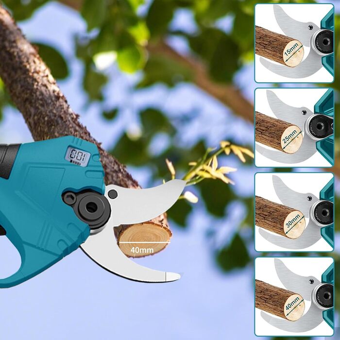 Професійні акумуляторні сучкорізи, сумісні з акумуляторами Dewalt 18V (акумулятор не входить до комплекту), з РК-дисплеєм та імпортними сталевими лезами SK5. Для гілок, кущів та стовбурів.