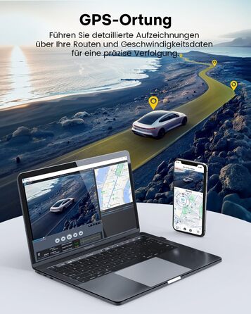 Автомобільний відеореєстратор GKU передній задній, 4K/2.5K з сенсорним екраном 3.18 дюйма, GPS 5G Wi-Fi, подвійна автомобільна кам