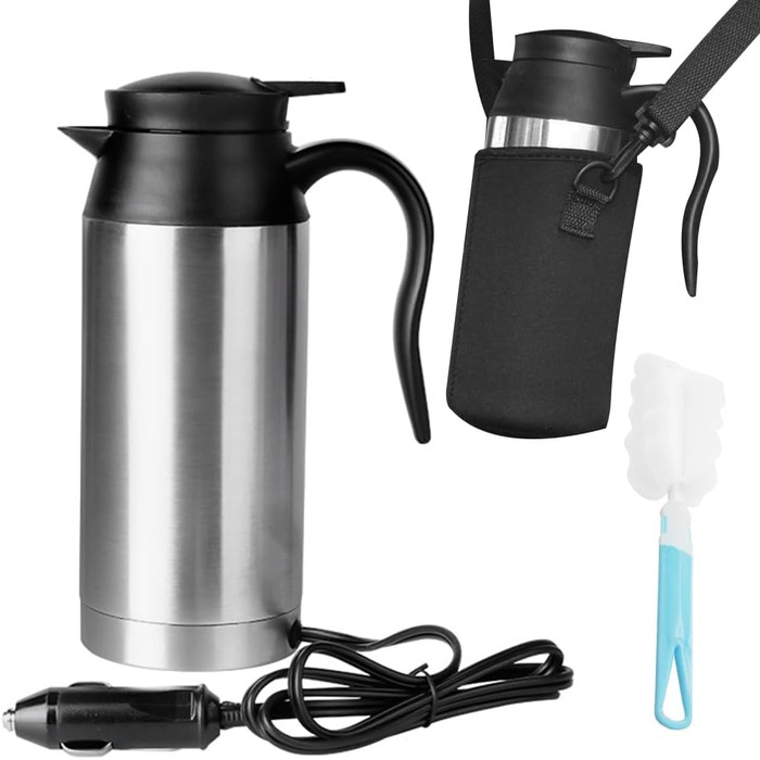 Автомобільний чайник з нержавіючої сталі 12 В, 750 мл Дорожній чайник Чайник для кемпінгу Прикурювач, портативний дорожній чайник
