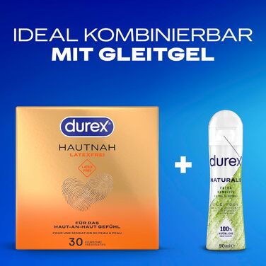 Презервативи Durex Skin Close без латексу - Презервативи без латексу, виготовлені з матеріалу Real-Feel та з анатомічною формою Easy-On - Без латексу - Упаковка з 90 шт. (3 x 30 шт. ) ука (Упаковка з 90 шт. )
