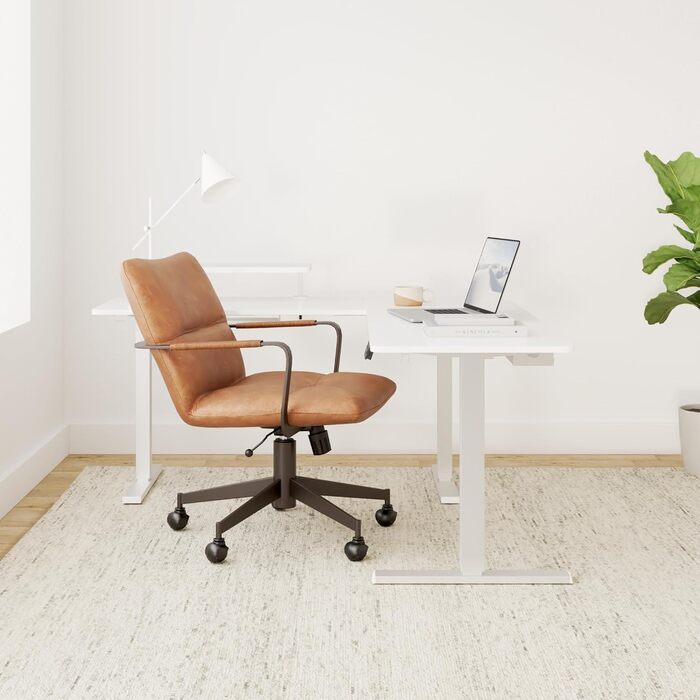 Г-подібний стіл з регульованою висотою, електричним керуванням та 3 налаштуваннями пам&39яті, кутовий стіл 160 x 140 см з органайзером для кабелів та гачками, ергономічний комп&39ютерний стіл, білий, 160 x 140 см