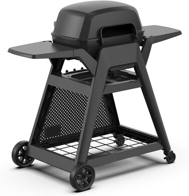 Конфорочний газовий мангал GRANDSTATE BLACK KITE 200 з візком для барбекю, піддоном для збору жиру, потужною подвійною конфоркою,