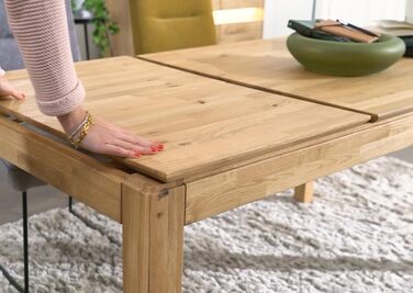 Обідній стіл Woodroom Paarl 140x90, розкладний до 200 см, масив дуба, оброблений олією Розкладний стіл з подовжувачем метелик Дерев&39яний обідній стіл на 6-8 осіб Міцний та сучасний дуб 140-200x90 см