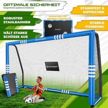 Футбольні ворота KESSER для саду, міцні тренування на свіжому повітрі, тренування зі стрільби, сітка, стійка до ультрафіолету, сталева рама з підкладкою, анкерні кріплення для землі, повітряний насос, конуси, монтажні аксесуари для дітей та дорослих, 240 