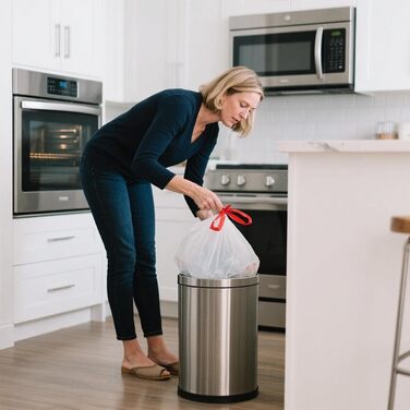 Білі сміттєві пакети об&39ємом 35 л зі шнурком, стійкі до розриву сміттєві пакети для кухні, 50 шт. сміттєвих пакетів з ручкою для перенесення