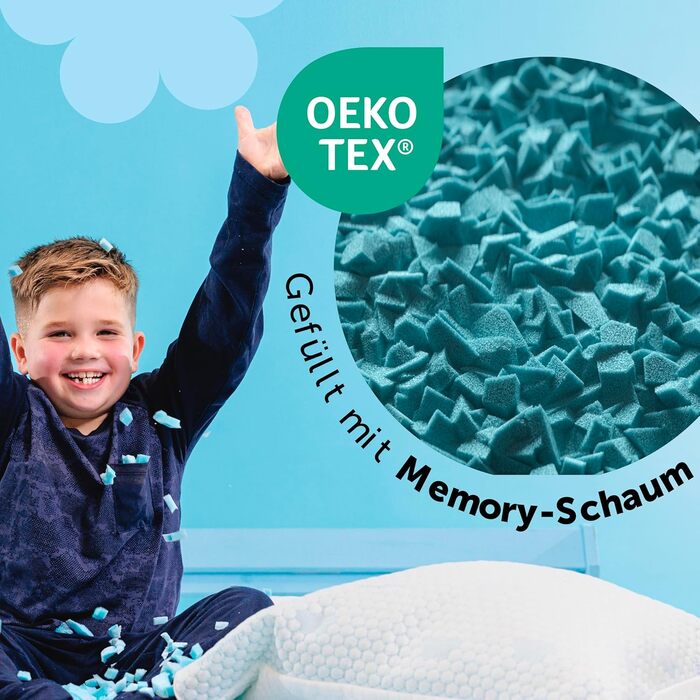 Дитяча подушка Cloudkiddo - Подушка - Регульована подушка - Піна з ефектом пам'яті - Для бокових і спинних спальних місць - Біла -