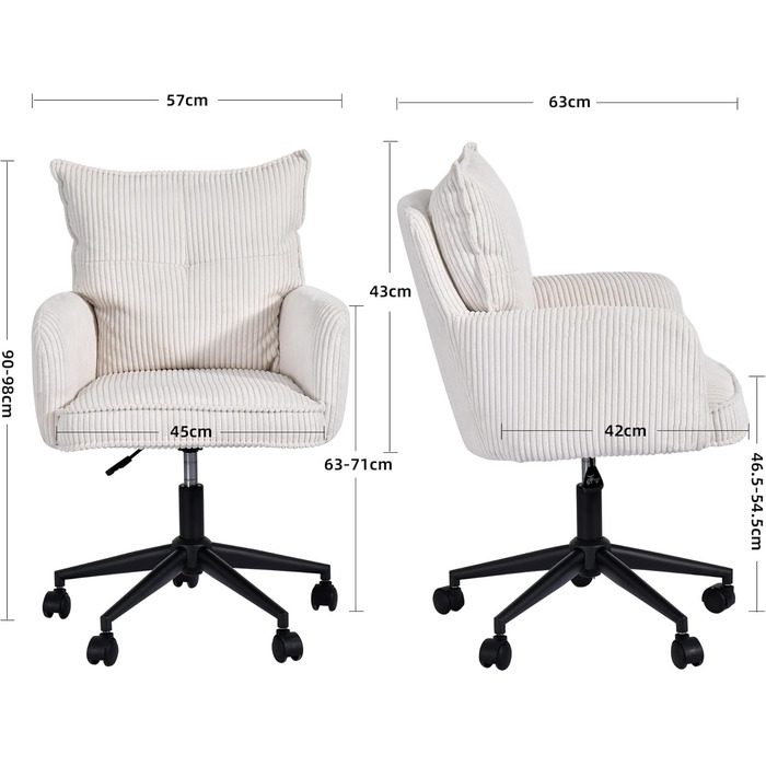 Офісний стілець Duhome, стілець для роботи з вельвету, поворотний на 360 стілець, стілець для туалетного столика, комп&39ютерний стілець з регульованою висотою, білий