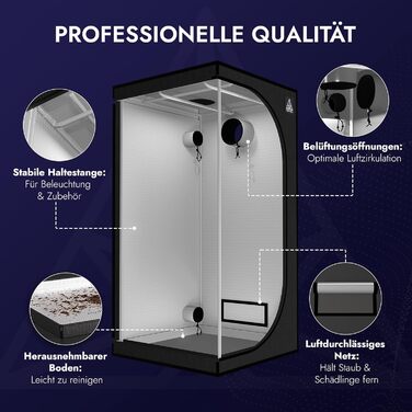 Якісний гроубокс для вирощування рослин у приміщенні Кімната для вирощування Гроу-тент Міні-теплиця - Малий (80 x 80 x 180 см)