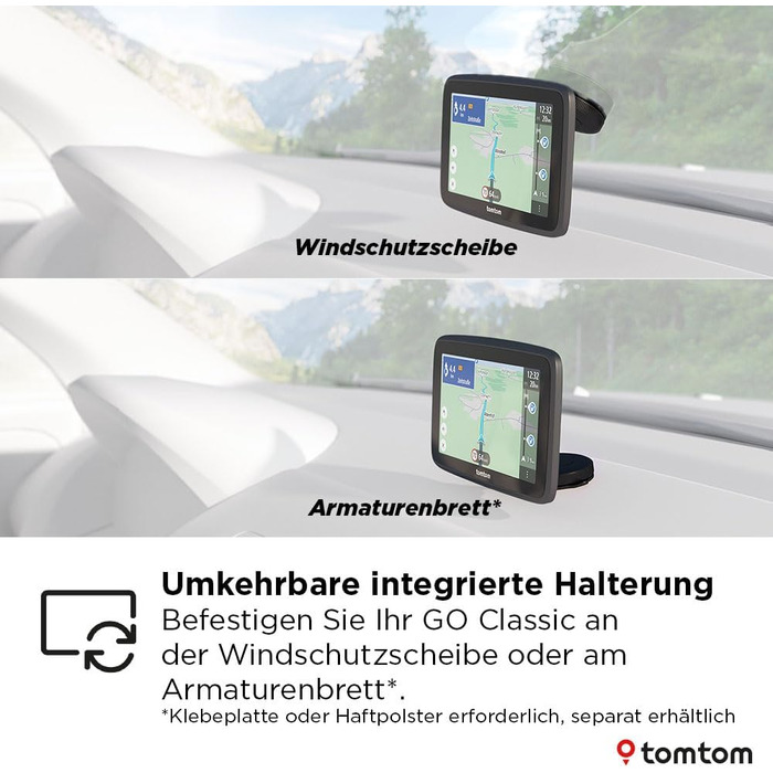 Навігаційний пристрій TomTom Car Sat Nav GO Classic 2nd (5-дюймовий, уникнення заторів завдяки TomTom Traffic, оновлення карт для Європи включені, оновлення через Wi-Fi, динамічний асистент смуги руху, інтегрований, двостороннє кріплення) 5-дюймовий станд