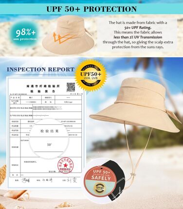 Жіночий капелюх Comhats з широкими полями, захист від сонця UPF 50, складний, літній пляжний капелюх, бавовна/льон 69045Хакі L