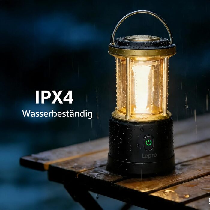 Світлодіодний кемпінговий ліхтар Lepro, акумуляторний, 2000 люмен, 5-рівневий регульований прожектор, водонепроникний аварійний ліхтар IPX4 з акумуляторним зарядним пристроєм, підходить для відключень електроенергії, походів та інших сценаріїв, чорний