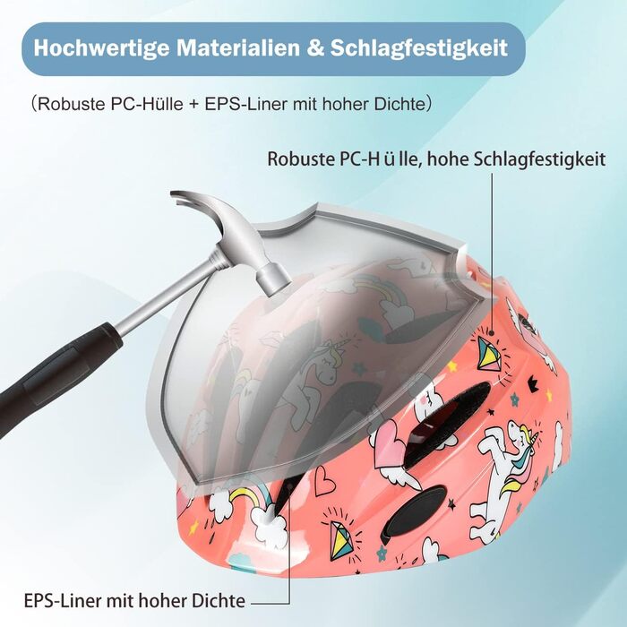 Велосипедний шолом Міцний дитячий шолом Регульований шолом для скейтборду Велосипедний шолом Шолом для скейтера 52-56 см для дівча