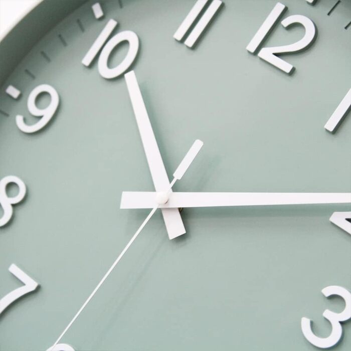 Безшумний настінний годинник Повзуча секунда з арабськими цифрами без цокання для прикраси вітальні, кухні, офісу, спальні (зелени
