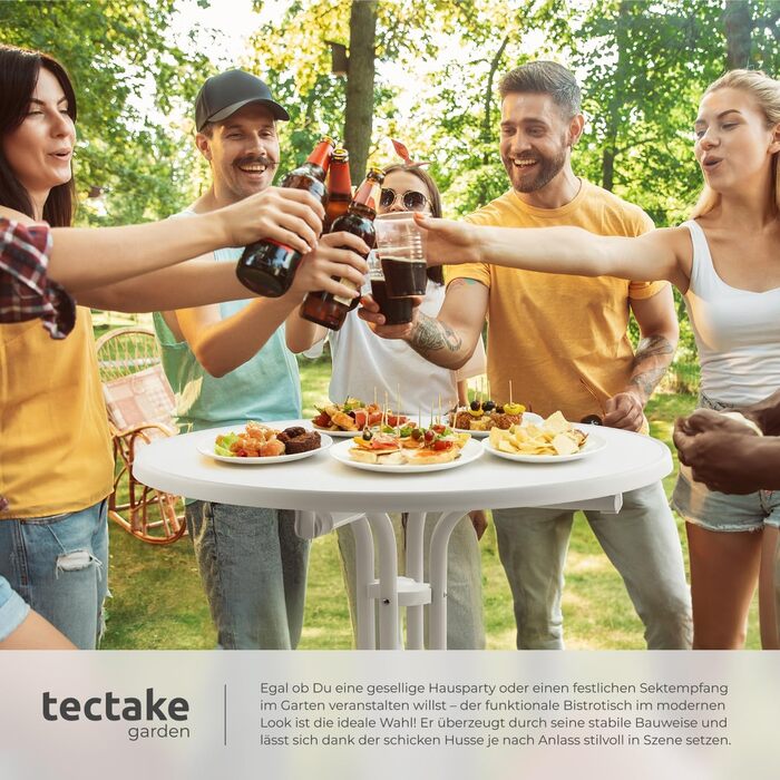 Розкладний стоячий стіл, бістро-стіл з кришкою, стіл Ø80 см, стоячий стіл зі стільницею з МДФ, розкладний садовий стіл, розкладний стіл, круглий, сталевий каркас, стабільний та міцний - білий, 1 стоячий стіл 1 стоячий стіл білий