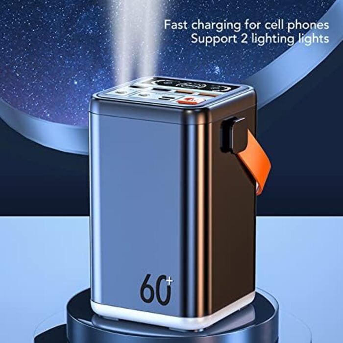 Портативна електростанція ASHATA, аварійне джерело живлення для зовнішнього використання з літієвим акумулятором ємністю 60000 мАг, двонаправлена швидка зарядна станція для відключень електроенергії на природі під час кемпінгу (синя)