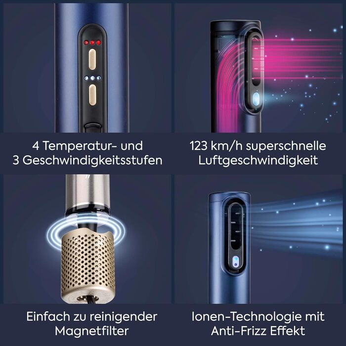 Мультистайлер BaByliss Air Wand фен, випрямляч та стайлер 3-в-1, синій гладкість та об'єм (для всіх типів волосся)