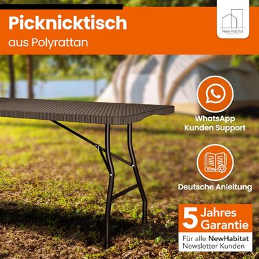 Розкладний фуршетний стіл Розкладний садовий стіл з поліратангу Всепогодний та складний пивний стіл Міцний розкладний стіл для саду, фестивалів, кемпінгу та заходів на свіжому повітрі (чорний)